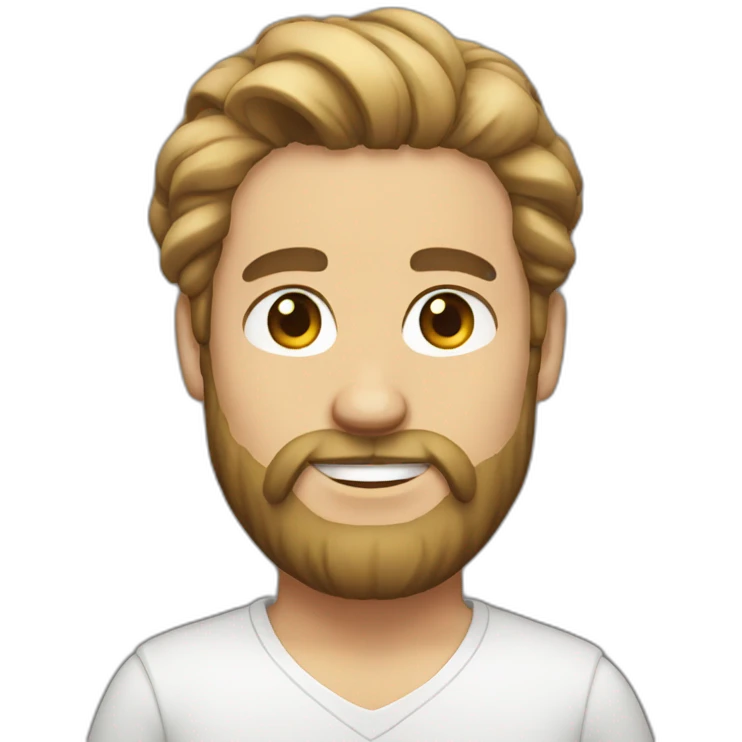 white man bearded long hair in a bun emoji