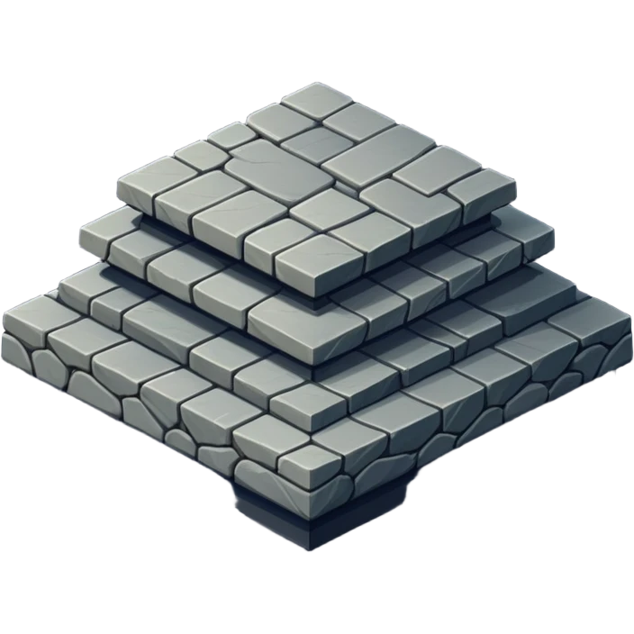 generate realistic detailed stone patform isometric view dark color emoji