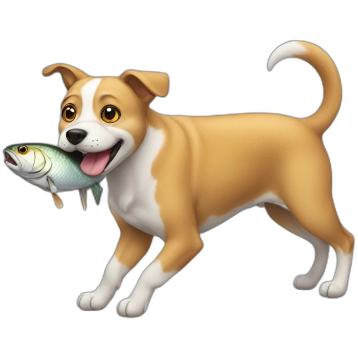 Dog carry a fish in its mouth emoji