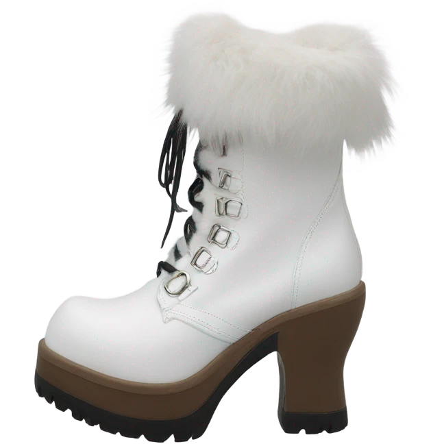 Platform Demonia High boots white fur emoji