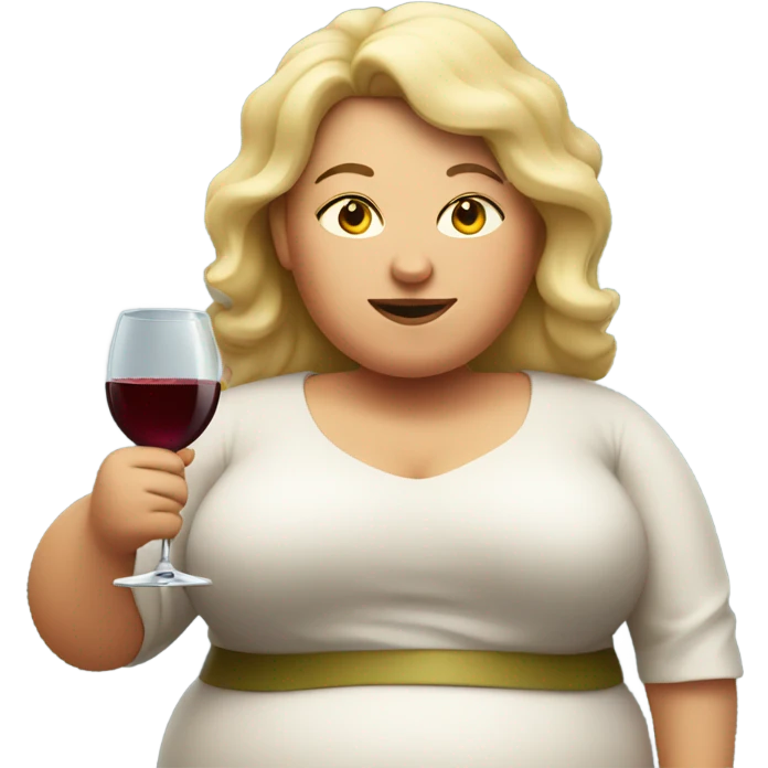 fat woman with a glass of wine emoji