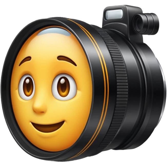 A simple camera lens, apple emoji style, side view emoji