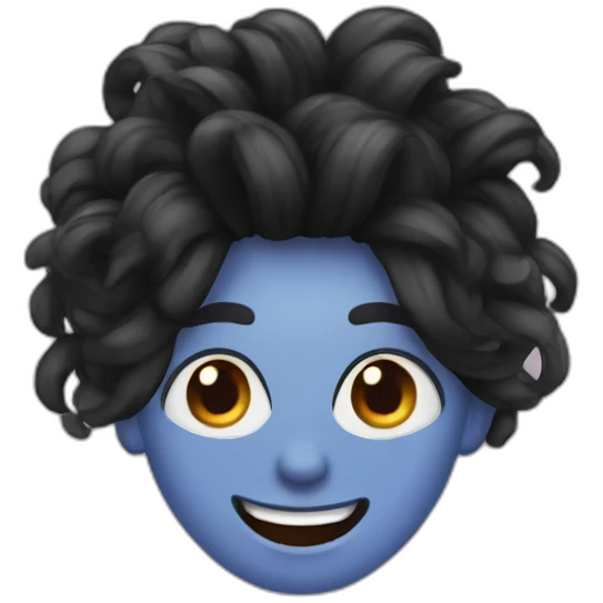 Worm with black wig hair emoji