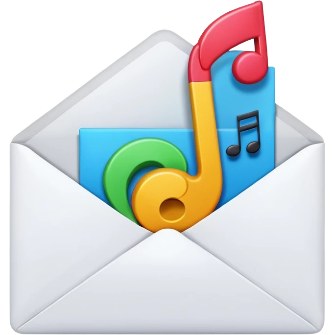 Mail with music note stamp emoji