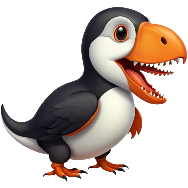 puffin crossed with a t-rex emoji
