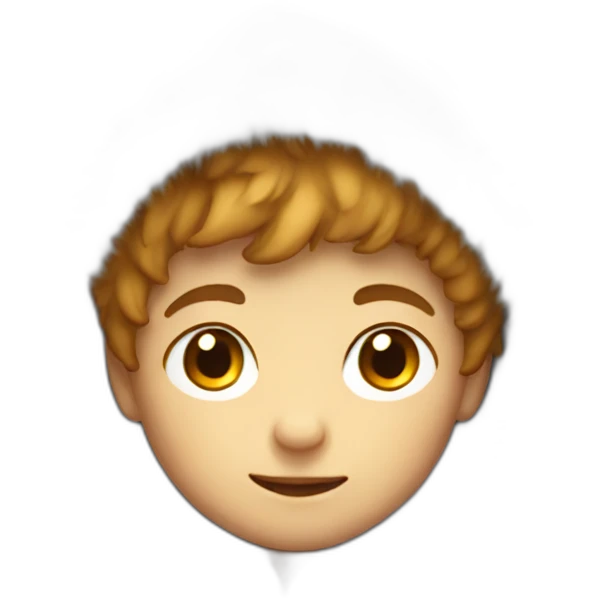 Little boy wearing fluffy oodie emoji