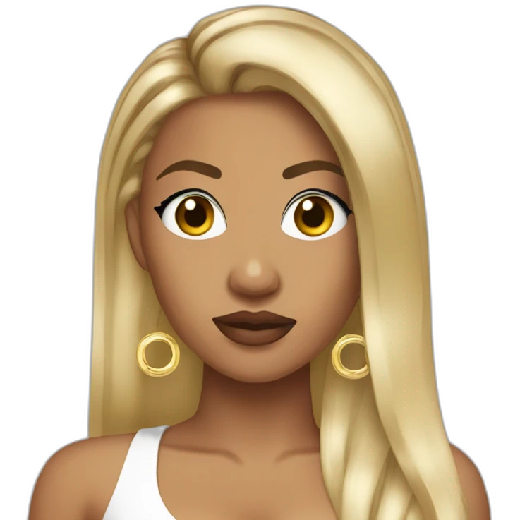 keyshia cole with a round face and long dark hair and hoop earrings emoji