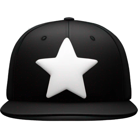 Plain black baseball cap with white star on black screen emoji