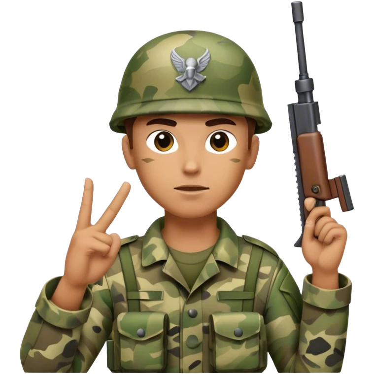 enthusiastic soldier with weapon raised up in his hand emoji