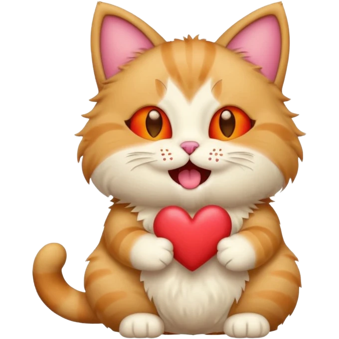 Full body Cat with popping out love heart eyes and mouth open emoji