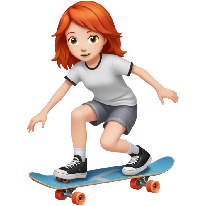Red headed girl skate boarding  emoji