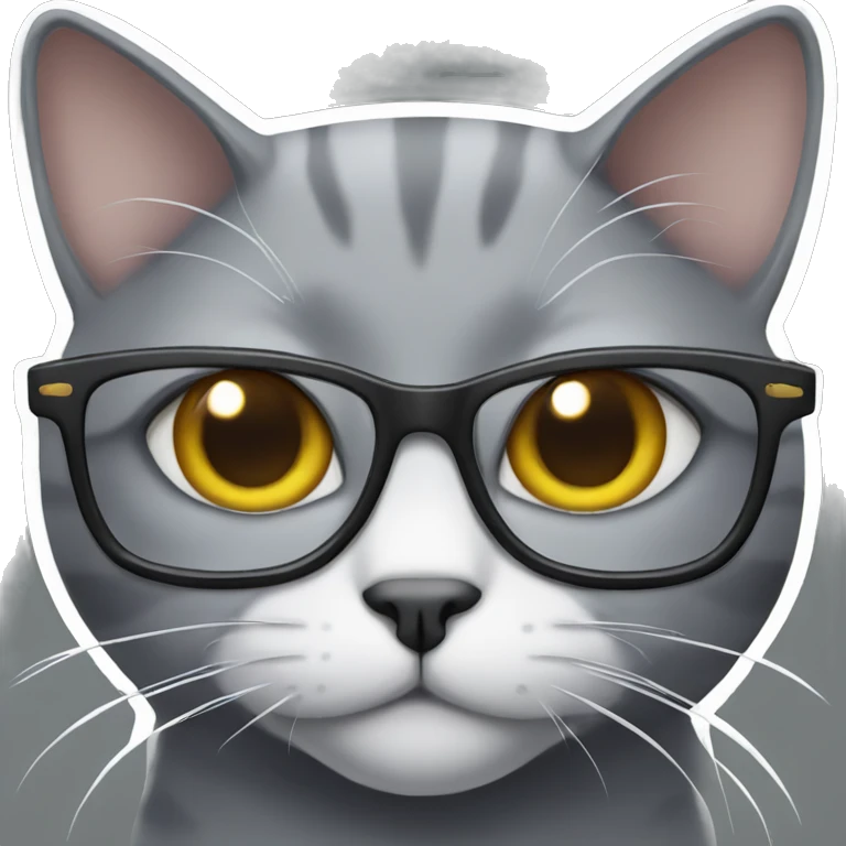 Gray cat in glasses  emoji