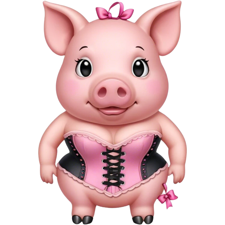 Pig looking skinny in corset emoji