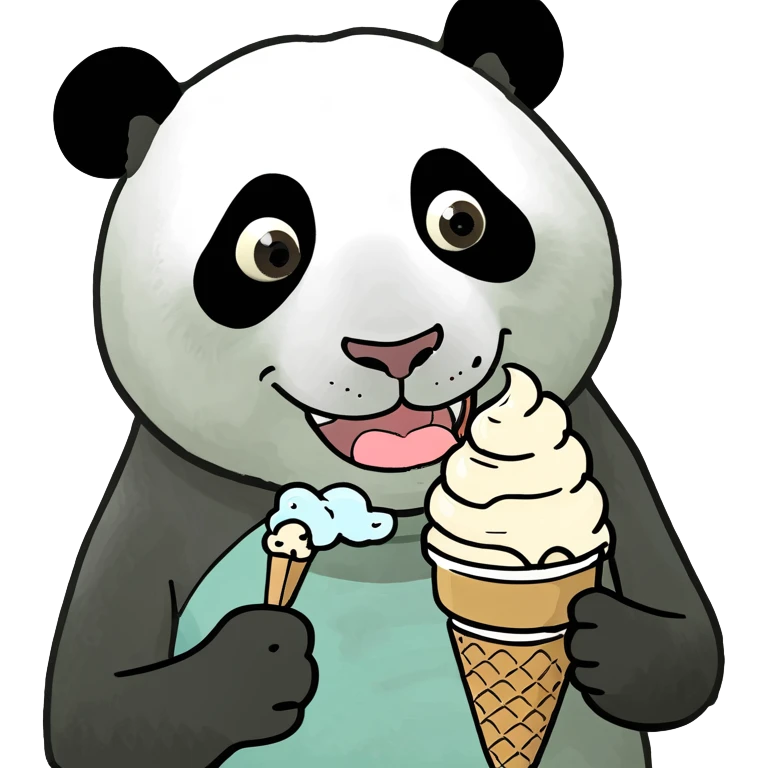 Panda eating ice cream emoji