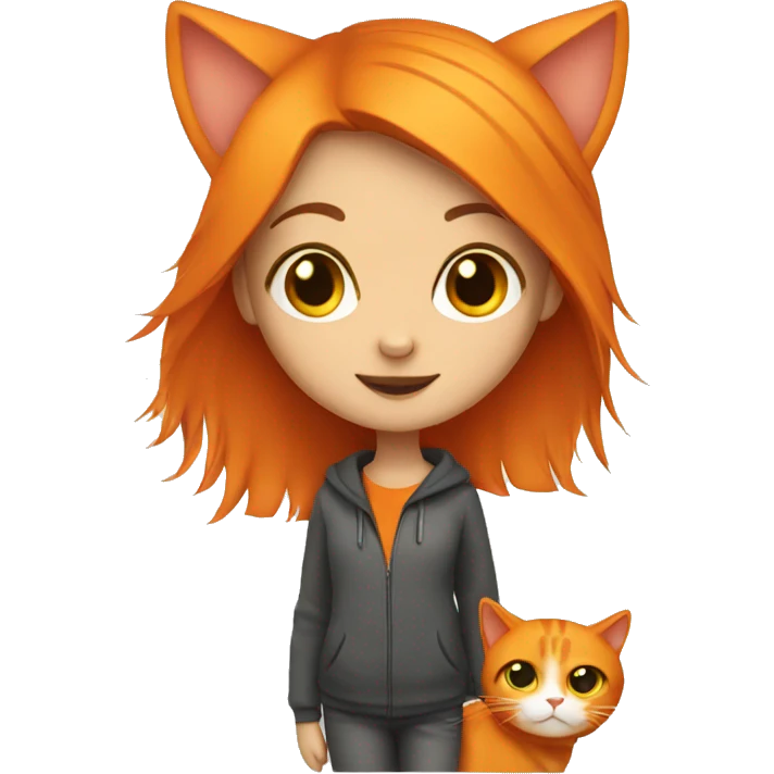 Girl with orange cat  emoji