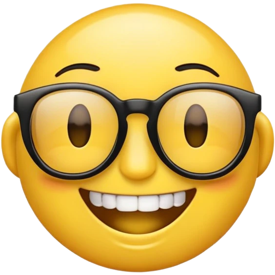 standard emoji with black glasses and gleaming teeth emoji