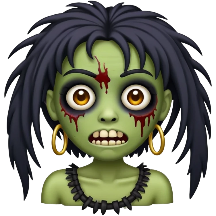 iPhone pro Max emoji menina zumbi cabelo preto longo com franja emoji