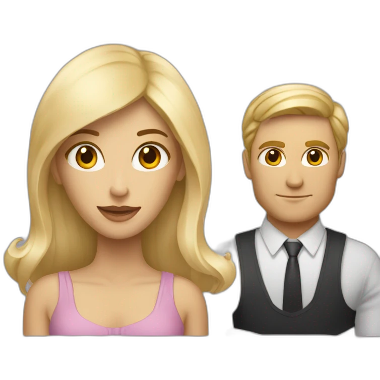 Femme blonde avec un homme metisse  emoji