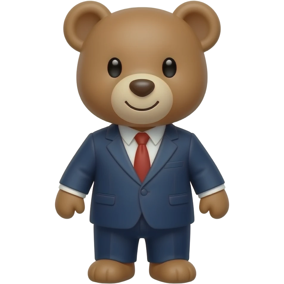 Gentleman teddy Bear 25 years old straight front head closed mouth emoji