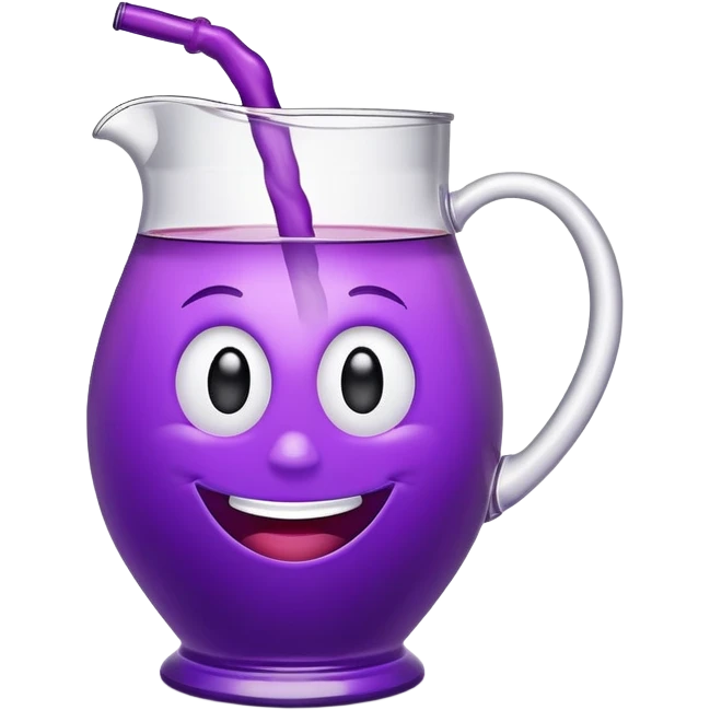 grape koolaid pitcher with smiling face emoji