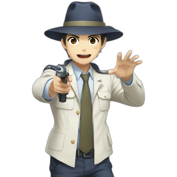 Detective lunge in anime monster emoji