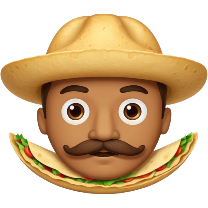  tortilla with a  mustache, no handlebar corners on the mustache emoji