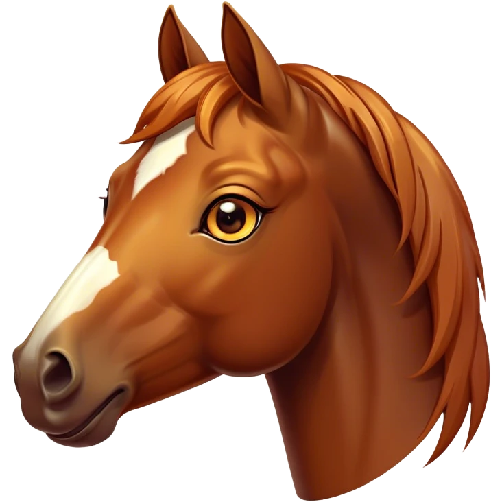 Cinematic Comical Bay Horse Portrait Emoji, Head tilted dramatically with an exaggeratedly amused expression, featuring a striking bay fur with a glossy finish and bold accents, wide, expressive amber eyes filled with playful disbelief, Simplified yet hilariously expressive features, highly detailed, glowing with a slightly sassy glow, high shine, dramatic yet playful, stylized with an air of cheeky mischief, bright and endearing, soft glowing outline, capturing the essence of a spirited and over-the-top horse, so meme-worthy it feels like it could side-eye its way into internet fame instantly! emoji
