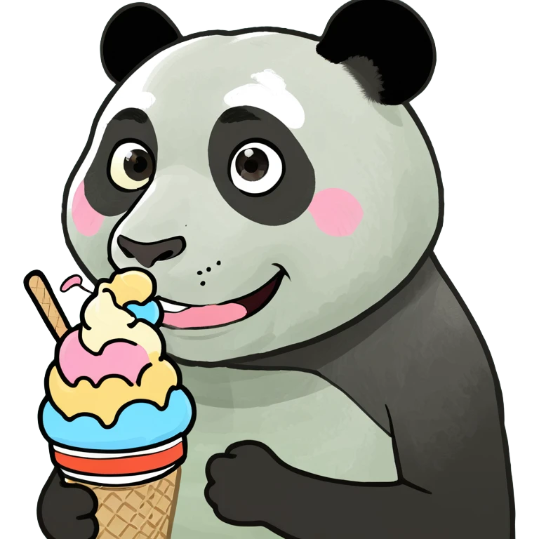 Panda eating ice cream emoji