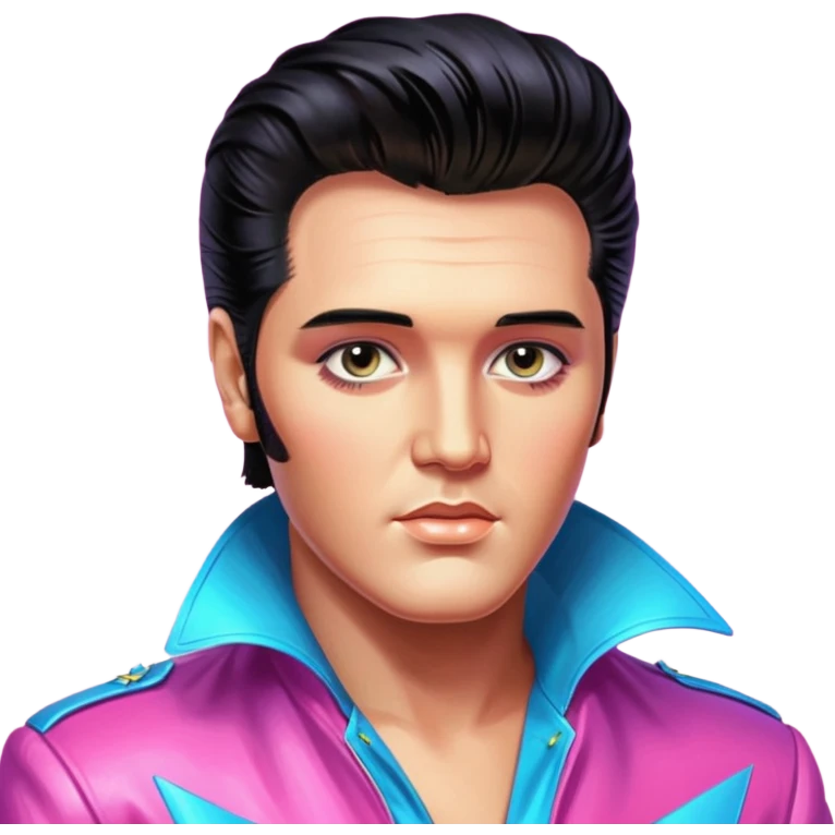 synthwave aesthetic brilliant divine lighting, oil paint  -  elvis presley emoji