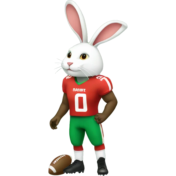 Football player in red and Green with a White rabbit  emoji