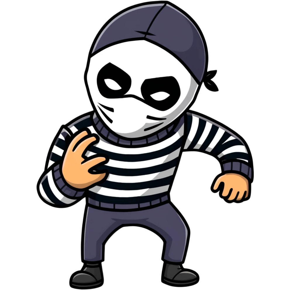 classic robber with mask and striped shirt emoji