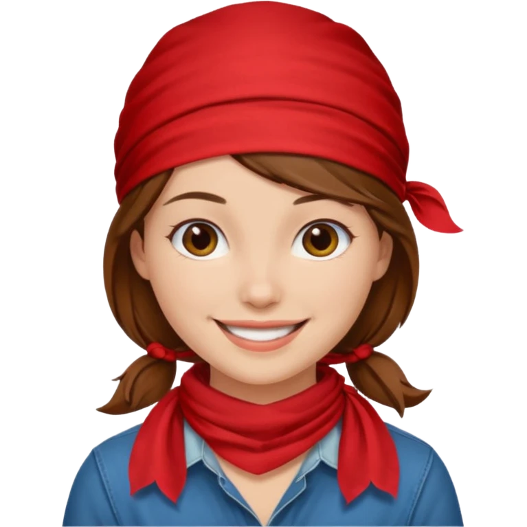 brown haired woman with wearing red bandana emoji