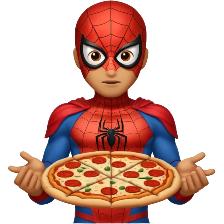 spiderman, wearing ancient custome, with pizza emoji