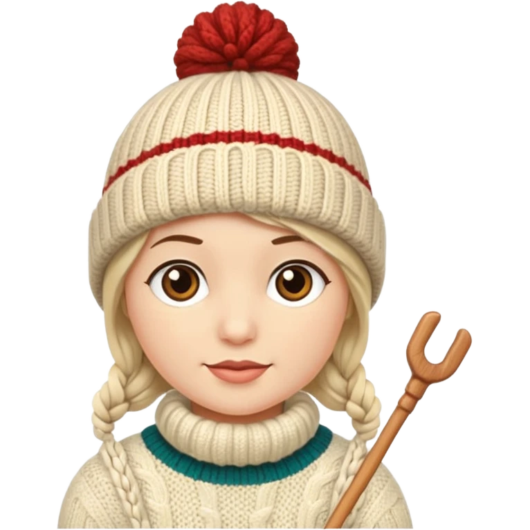 Knitted hat with knitting needles emoji