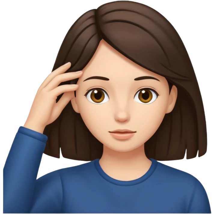 brunette tucking hair behind ear emoji