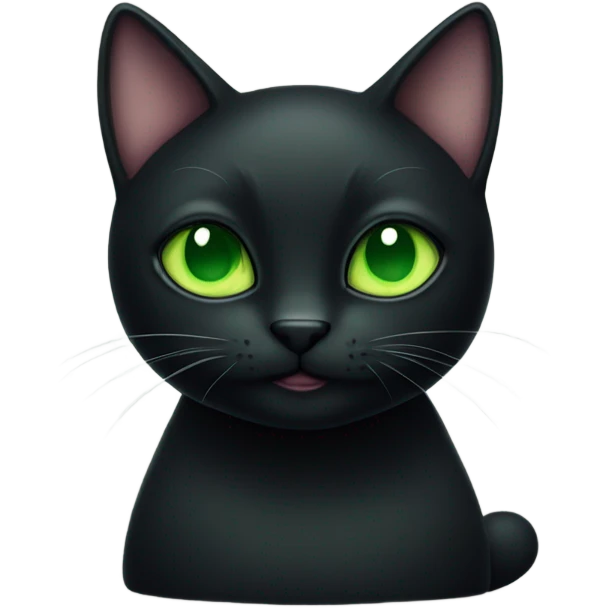 Black cat with green eyes and short tail  emoji