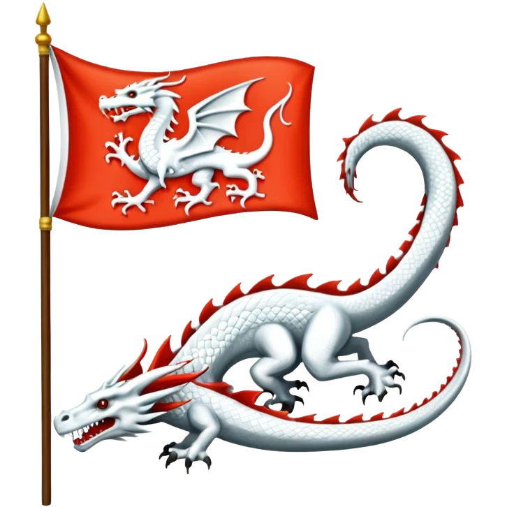 Create a flag with a red background and a white dragon like the red dragon of the welsh flag, but instead of back legs it has just a tail. This is the flag of the Anglo-Saxons emoji