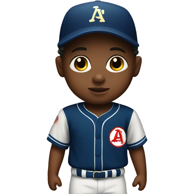 Toddler black boy in a baseball uniform  emoji