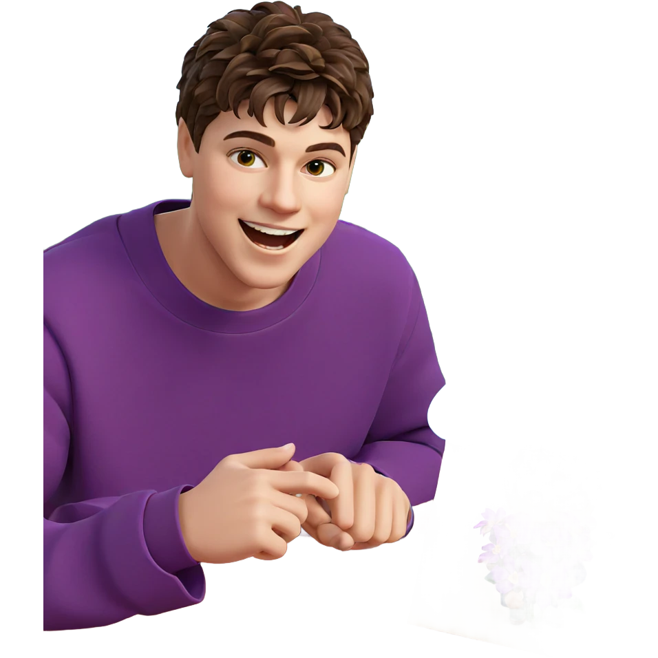 boy with flower in nature emoji