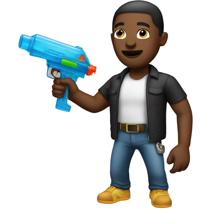 Black man holding a water gun emoji