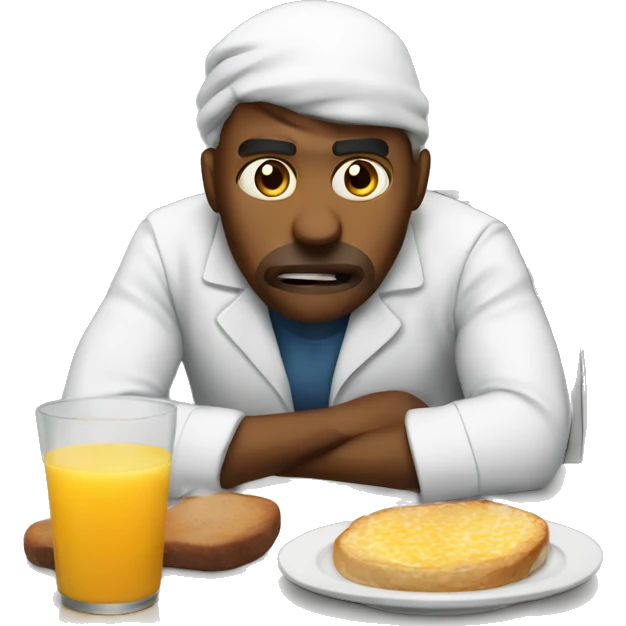 Sick of life during breakfast shift emoji