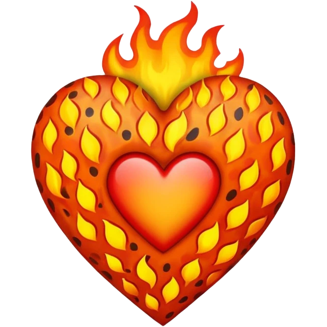 Heart with cheeta print and fire emoji