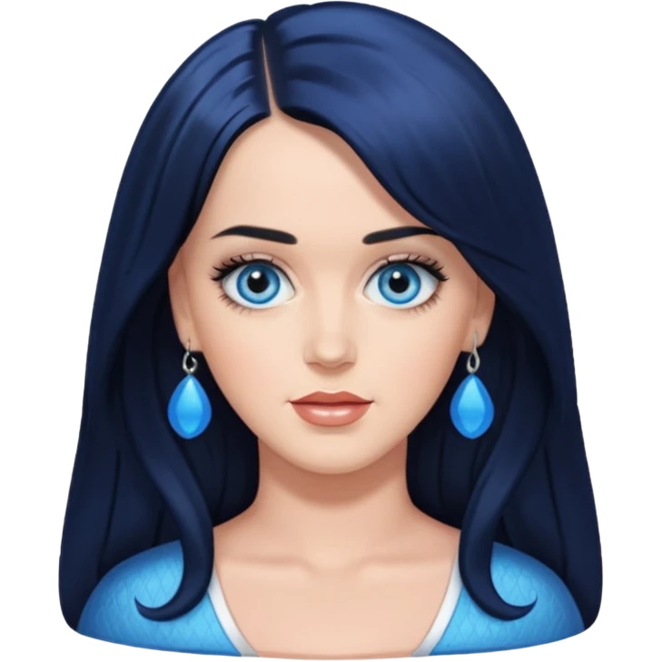 Katy Perry with blue eyes, black long hair emoji
