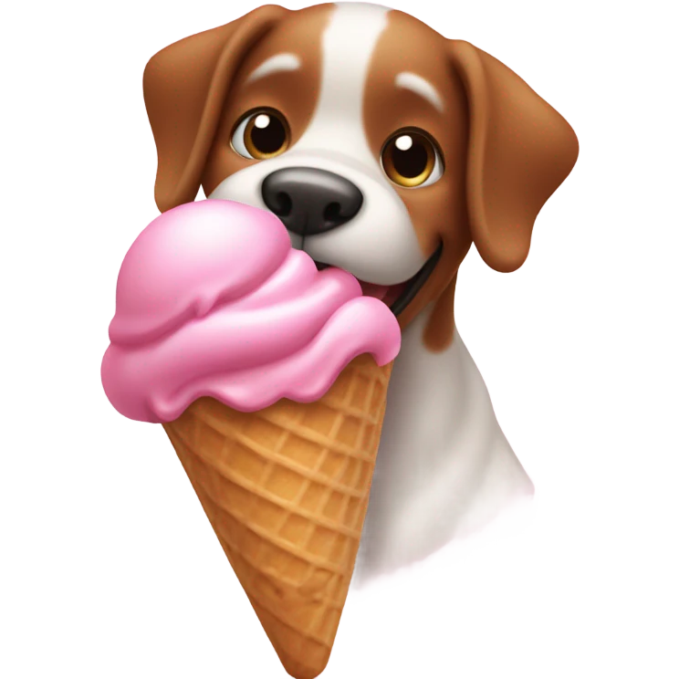 A pink dog eating ice cream  emoji