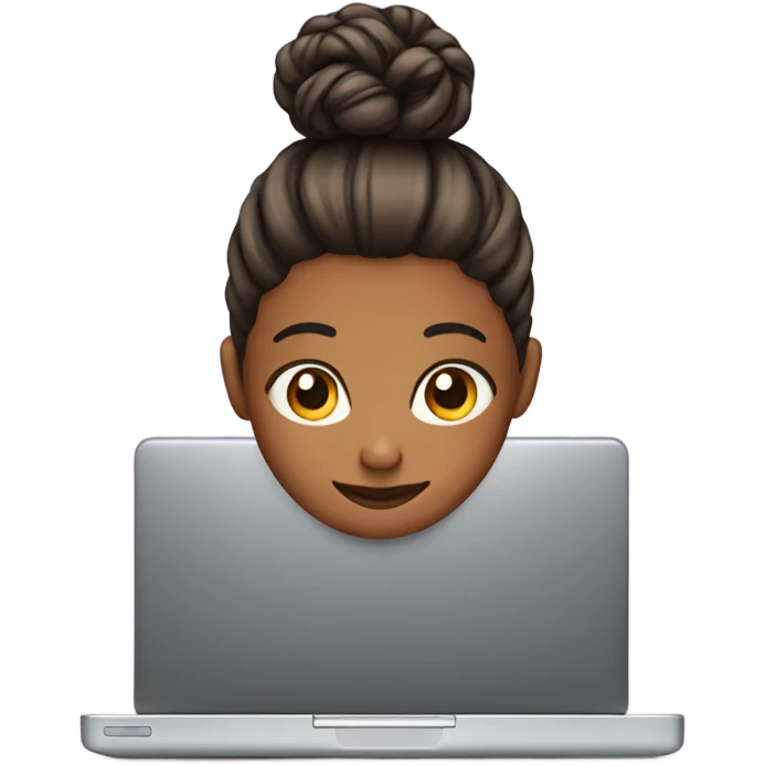 hair bun behind a laptop emoji