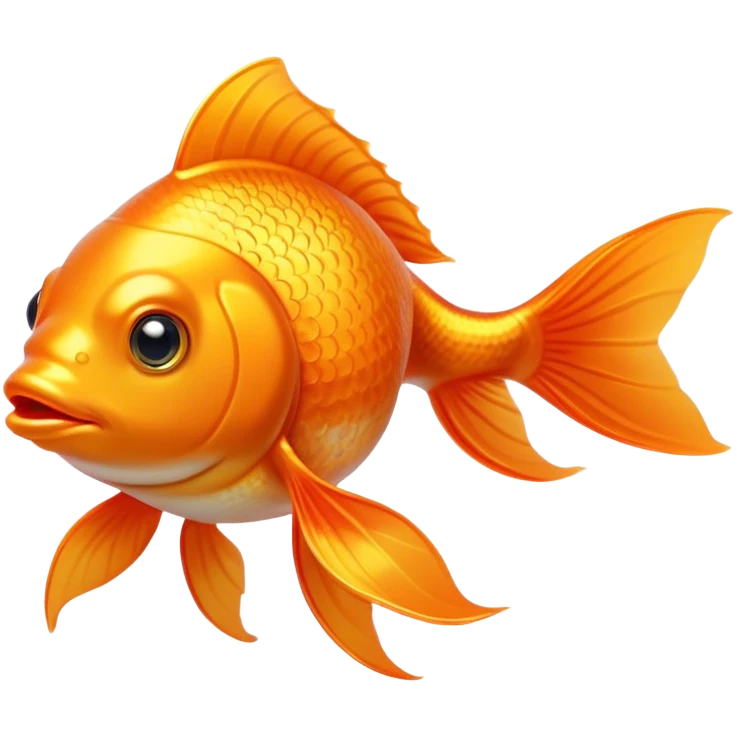 Cinematic Noble Orange Goldfish Portrait Emoji, Poised and regal, with a sleek, streamlined build and a lustrous, vibrant orange body, deep-set soulful golden eyes, Simplified yet sharp and sophisticated features, highly detailed, glowing with a soft, dignified glow, high shine, intelligent and graceful, stylized with an air of aquatic elegance, focused and attentive, soft glowing outline, capturing the essence of a watchful and confident aquatic companion, so majestic it feels as though it could glide out of the screen with effortless authority! emoji