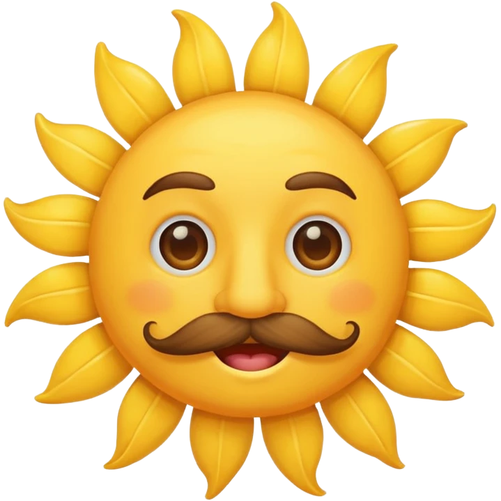 sun with mustache with no smile no brows emoji