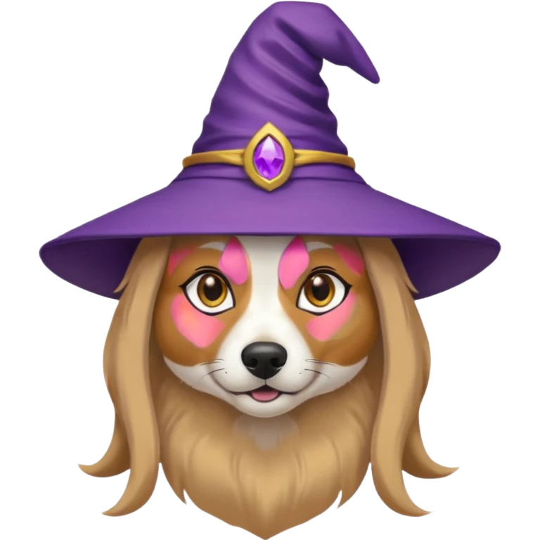 dhiba dog wear purple wicth hat emoji