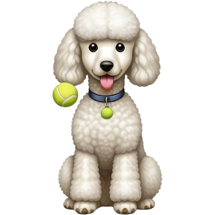Standard Poodle with tennis ball emoji