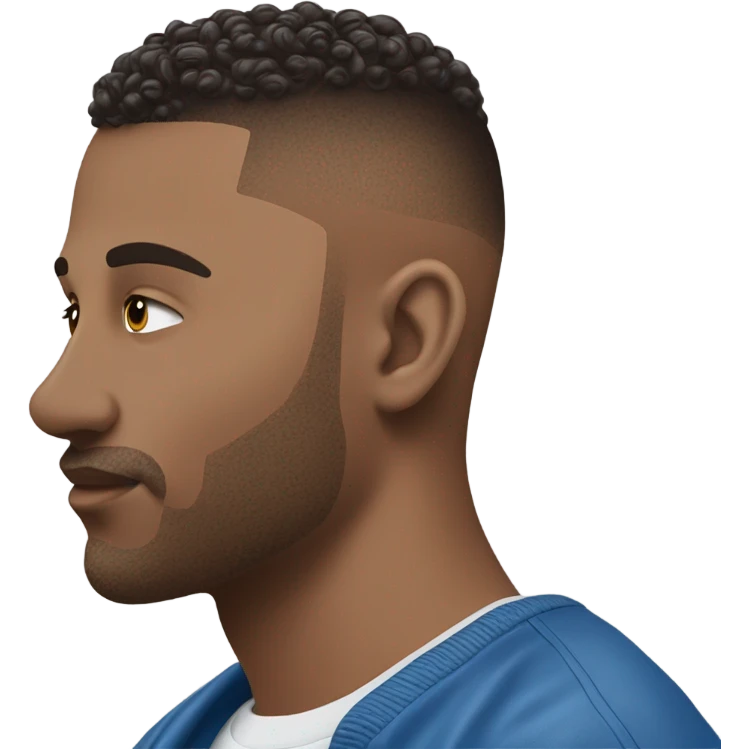 ￼￼ Man with a blue low taper fade ￼ emoji